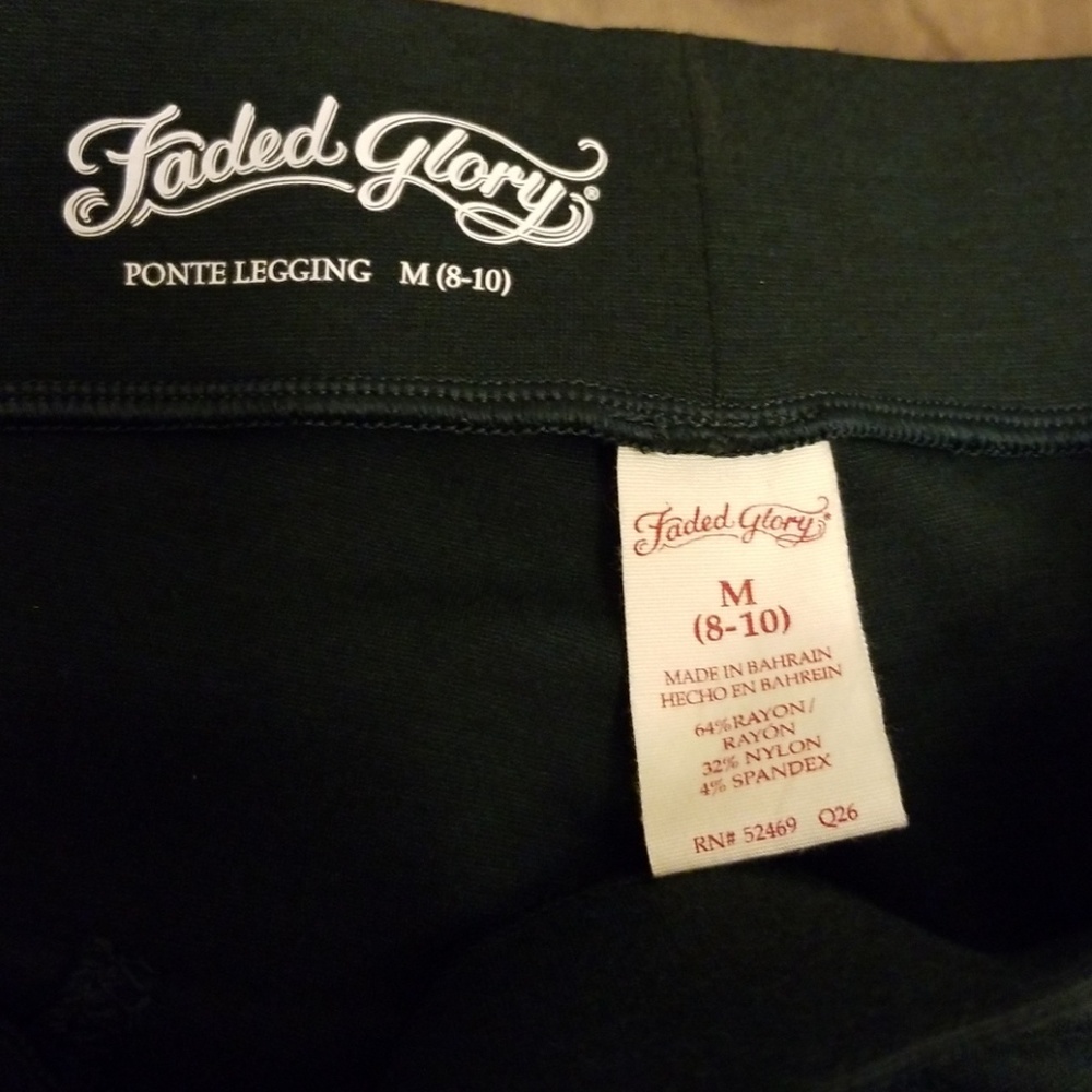 Faded glory ponte leggings size medium 8-10